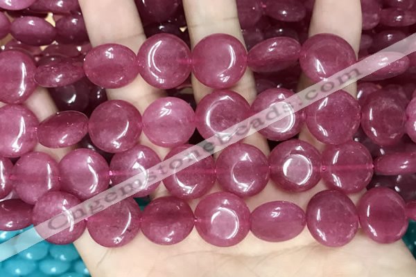 CCN5883 15 inches 15mm flat round candy jade beads Wholesale