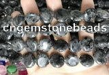 CCN5918 15 inches 15mm flat round black labradorite beads Wholesale