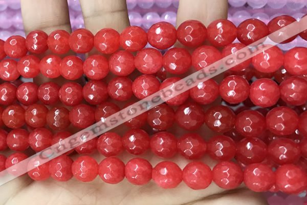 CCN6304 15.5 inches 8mm faceted round candy jade beads Wholesale