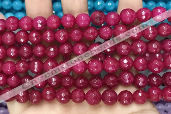 CCN6316 15.5 inches 8mm faceted round candy jade beads Wholesale