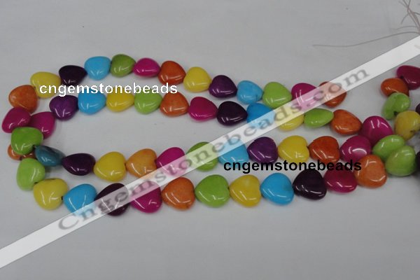 CCN727 15.5 inches 15*15mm heart candy jade beads wholesale