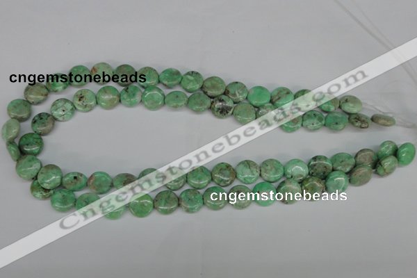 CCO111 15.5 inches 12mm flat round dyed natural chrysotine beads