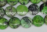 CCO133 15.5 inches 14mm flat round dyed natural chrysotine beads