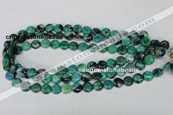 CCO150 15.5 inches 12mm flat round dyed natural chrysotine beads