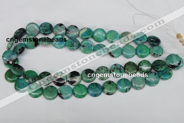 CCO152 15.5 inches 16mm flat round dyed natural chrysotine beads