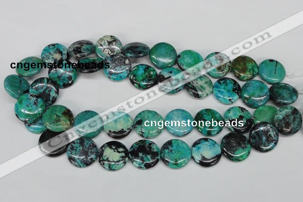 CCO154 15.5 inches 20mm flat round dyed natural chrysotine beads