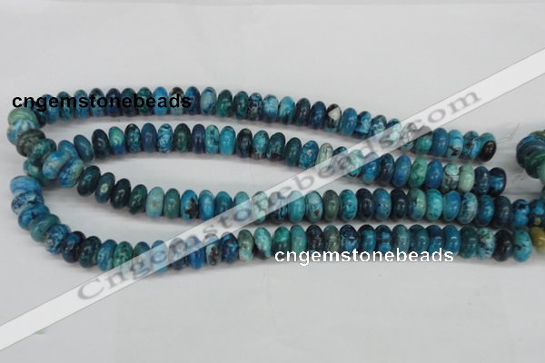 CCO172 15.5 inches 6*12mm rondelle dyed natural chrysotine beads