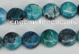 CCO175 15.5 inches 12mm flat round dyed natural chrysotine beads