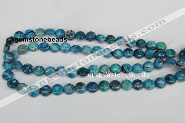 CCO175 15.5 inches 12mm flat round dyed natural chrysotine beads