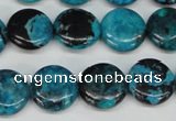 CCO176 15.5 inches 14mm flat round dyed natural chrysotine beads