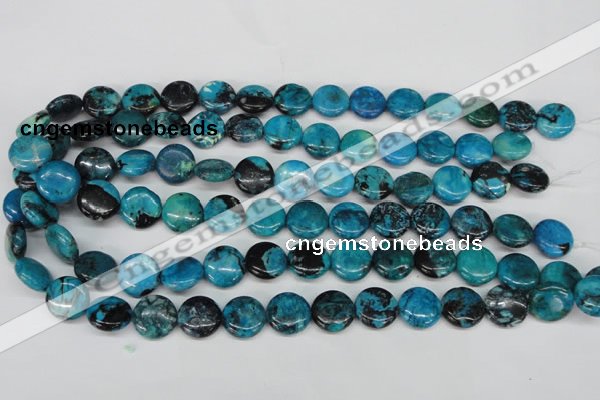 CCO176 15.5 inches 14mm flat round dyed natural chrysotine beads