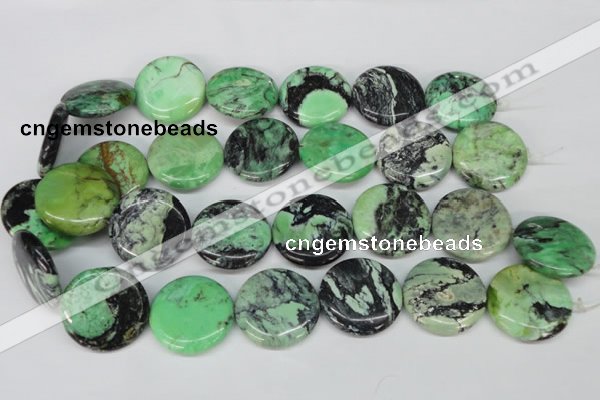 CCO35 15.5 inches 30mm flat round natural chrysotine beads