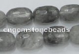 CCQ101 15.5 inches faceted egg-shaped 13*17mm cloudy quartz beads