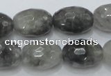 CCQ102 15.5 inches 15*20mm faceted egg-shaped cloudy quartz beads