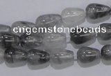 CCQ103 15.5 inches 8*12mm teardrop cloudy quartz beads wholesale