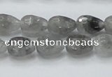 CCQ108 15.5 inches 10*14mm faceted teardrop cloudy quartz beads