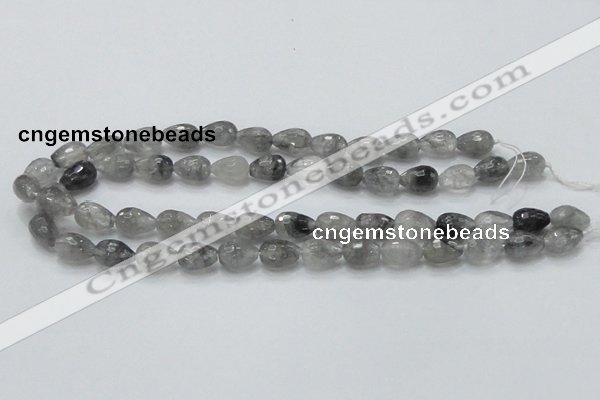 CCQ108 15.5 inches 10*14mm faceted teardrop cloudy quartz beads