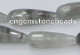 CCQ109 15.5 inches 10*30mm faceted teardrop cloudy quartz beads