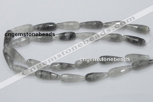CCQ109 15.5 inches 10*30mm faceted teardrop cloudy quartz beads