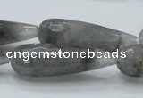 CCQ110 15.5 inches 12*40mm faceted teardrop cloudy quartz beads