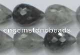 CCQ111 15.5 inches 15*22mm faceted teardrop cloudy quartz beads