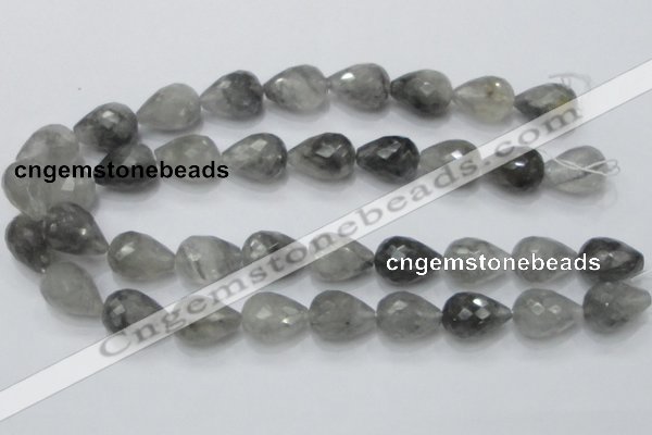 CCQ111 15.5 inches 15*22mm faceted teardrop cloudy quartz beads