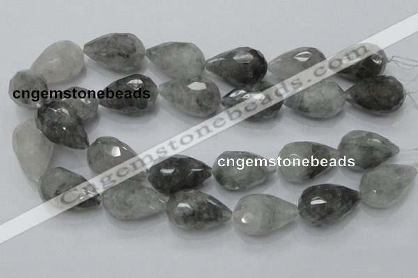 CCQ112 15.5 inches 20*30mm faceted teardrop cloudy quartz beads
