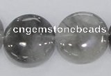 CCQ121 15.5 inches 25mm coin cloudy quartz beads wholesale