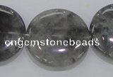 CCQ122 15.5 inches 35mm coin cloudy quartz beads wholesale