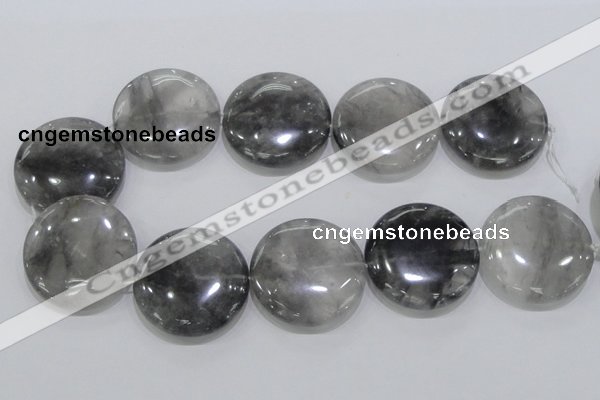 CCQ123 15.5 inches 40mm coin cloudy quartz beads wholesale