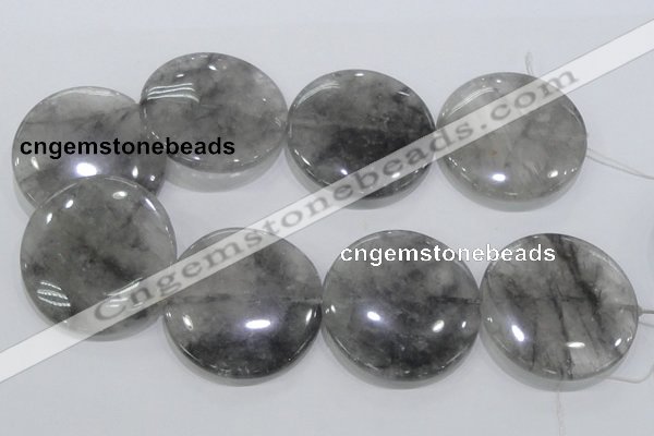 CCQ124 15.5 inches 50mm coin cloudy quartz beads wholesale