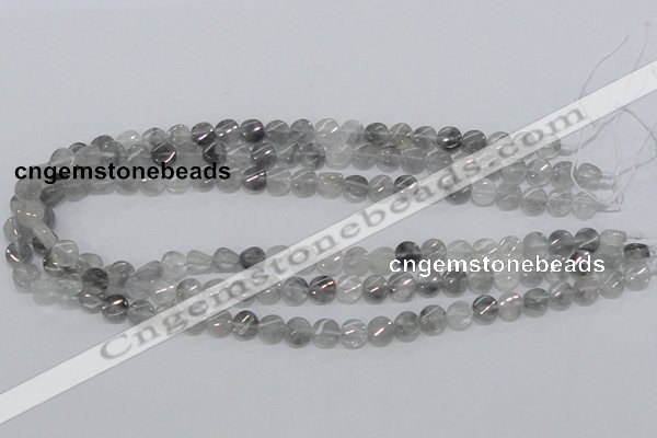 CCQ125 15.5 inches 8mm twisted coin cloudy quartz beads wholesale