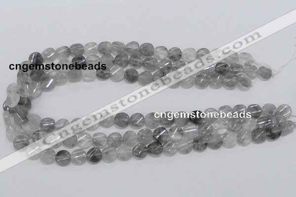 CCQ126 15.5 inches 10mm twisted coin cloudy quartz beads wholesale