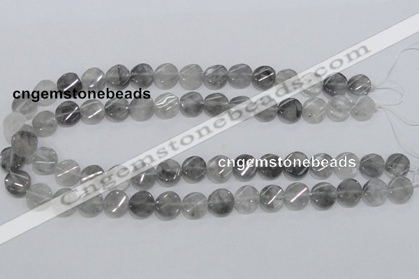 CCQ127 15.5 inches 12mm twisted coin cloudy quartz beads wholesale