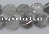 CCQ128 15.5 inches 15mm twisted coin cloudy quartz beads wholesale