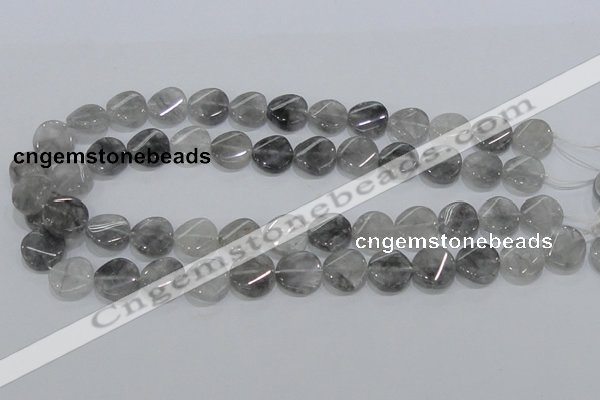 CCQ128 15.5 inches 15mm twisted coin cloudy quartz beads wholesale