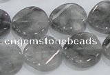 CCQ129 15.5 inches 20mm twisted coin cloudy quartz beads wholesale