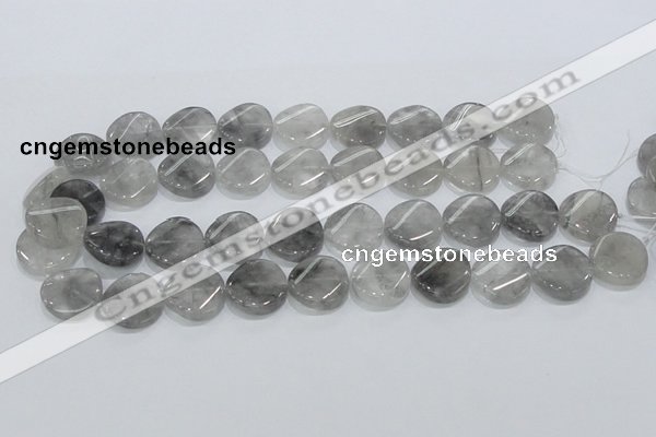 CCQ129 15.5 inches 20mm twisted coin cloudy quartz beads wholesale