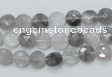 CCQ133 15.5 inches 8mm faceted coin cloudy quartz beads wholesale