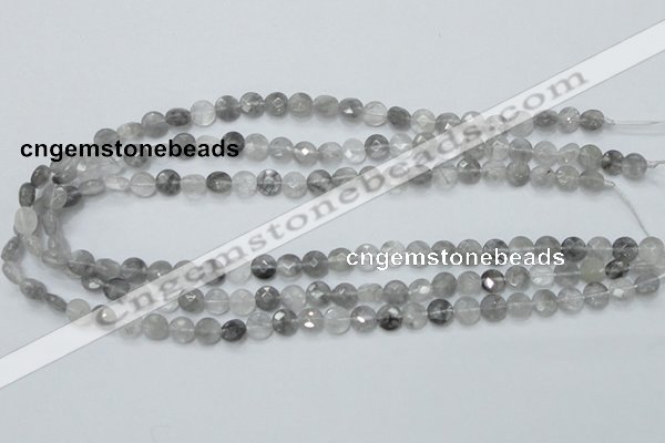 CCQ133 15.5 inches 8mm faceted coin cloudy quartz beads wholesale