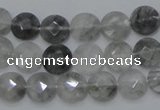 CCQ134 15.5 inches 10mm faceted coin cloudy quartz beads wholesale