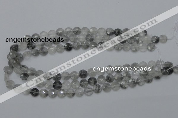 CCQ134 15.5 inches 10mm faceted coin cloudy quartz beads wholesale