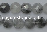 CCQ135 15.5 inches 12mm faceted coin cloudy quartz beads wholesale