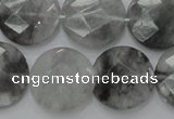 CCQ137 15.5 inches 20mm faceted coin cloudy quartz beads wholesale