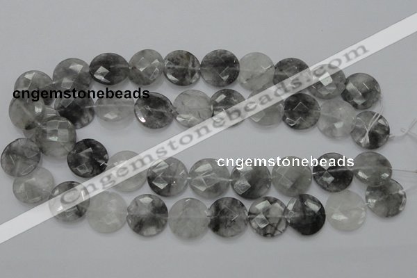 CCQ137 15.5 inches 20mm faceted coin cloudy quartz beads wholesale