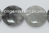 CCQ138 15.5 inches 25mm faceted coin cloudy quartz beads wholesale