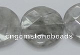 CCQ139 15.5 inches 30mm faceted coin cloudy quartz beads wholesale