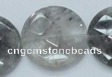 CCQ140 15.5 inches 35mm faceted coin cloudy quartz beads wholesale