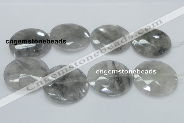 CCQ142 15.5 inches 50mm faceted coin cloudy quartz beads wholesale