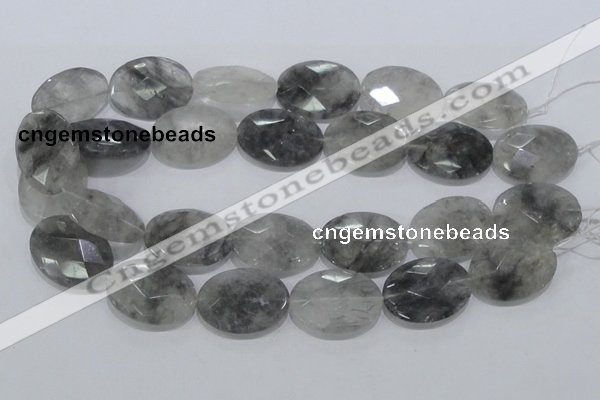 CCQ157 15.5 inches 24*30mm faceted oval cloudy quartz beads wholesale